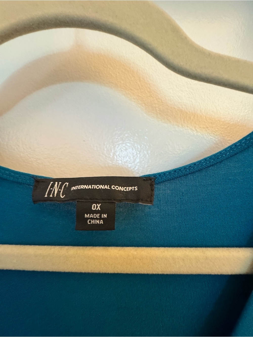 INC International Concepts Teal V-Neck Short Sleeve Blouse - Picture 3 of 4